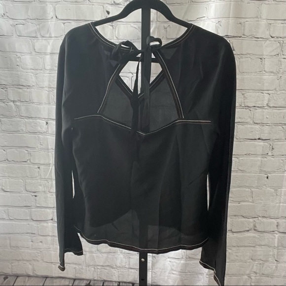 Madewell Silk Stitched Tie Back Top Medium Style H5079 - Picture 4 of 7